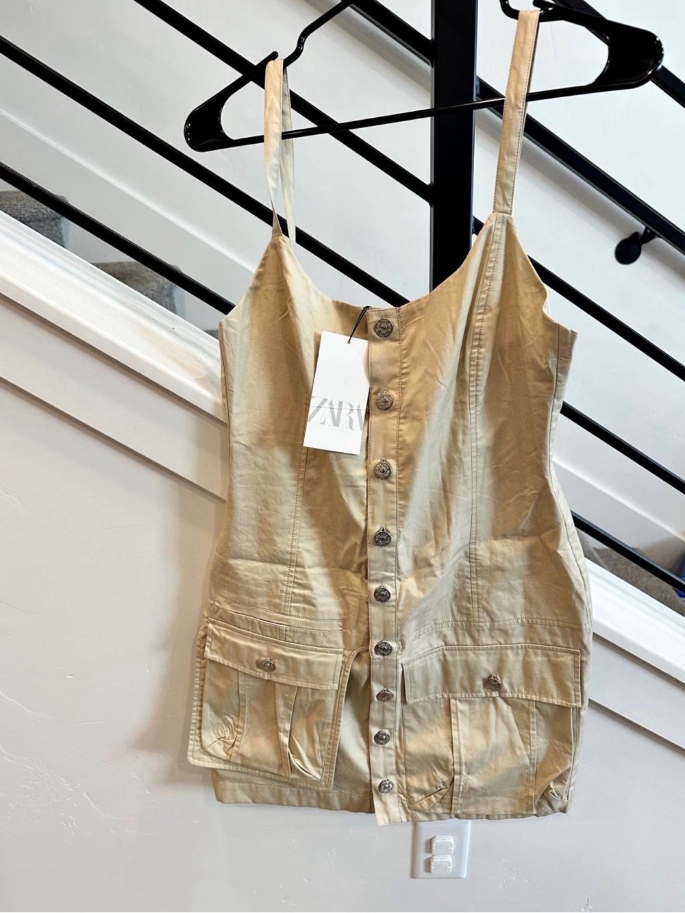 Brand New Zara Beige Button up Mini Dress
